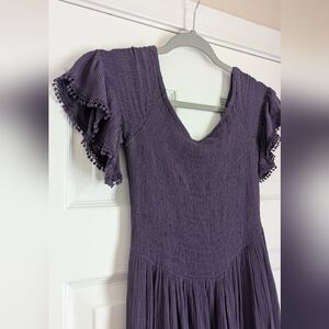 Purple Ruffle Sleeve Dress
